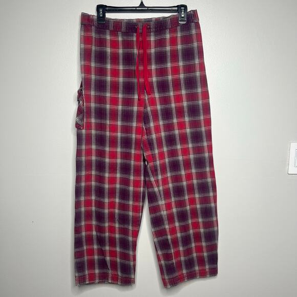 Duluth Trading Co. Men's Plaid Cargo Lounge Pajama Pants Drawstring Sz L x 31 - Picture 1 of 11